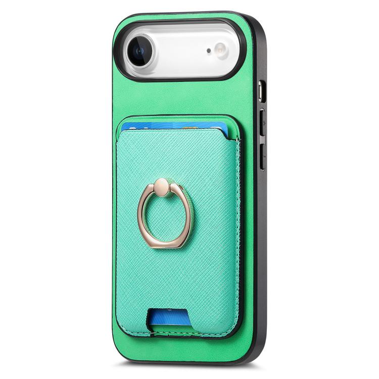 For iPhone Air Retro Cross Leather Card Bag MagSafe Phone Case