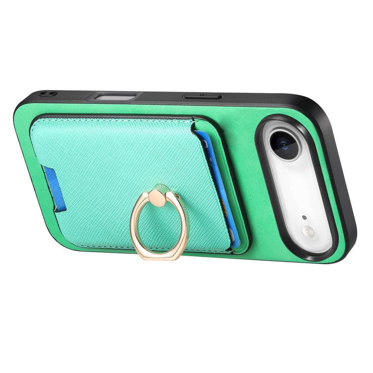 For iPhone Air Retro Cross Leather Card Bag MagSafe Phone Case
