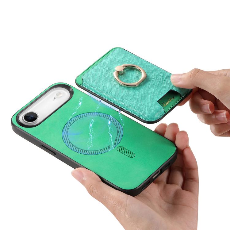 For iPhone Air Retro Cross Leather Card Bag MagSafe Phone Case