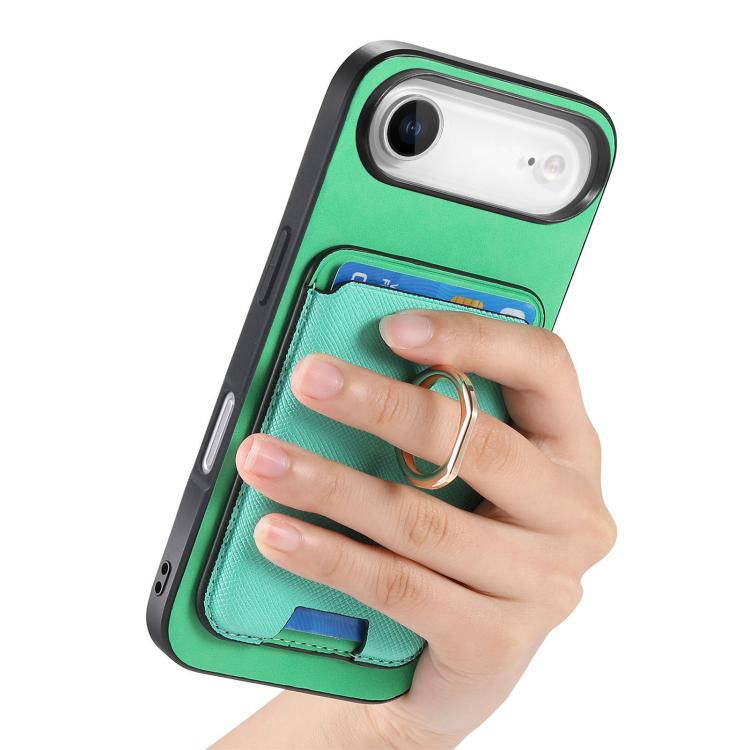 For iPhone Air Retro Cross Leather Card Bag MagSafe Phone Case