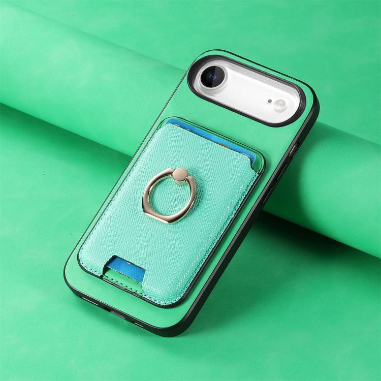 For iPhone Air Retro Cross Leather Card Bag MagSafe Phone Case