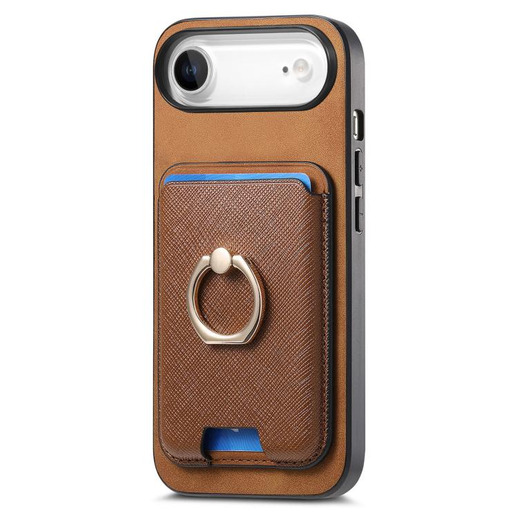 For iPhone Air Retro Cross Leather Card Bag MagSafe Phone Case