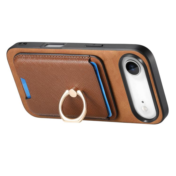 For iPhone Air Retro Cross Leather Card Bag MagSafe Phone Case