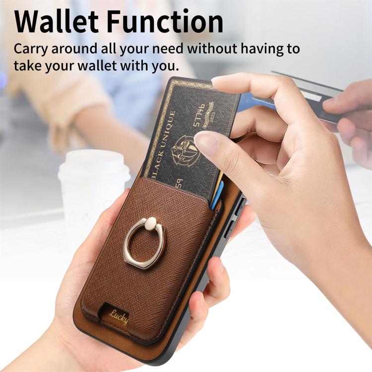 For iPhone Air Retro Cross Leather Card Bag MagSafe Phone Case
