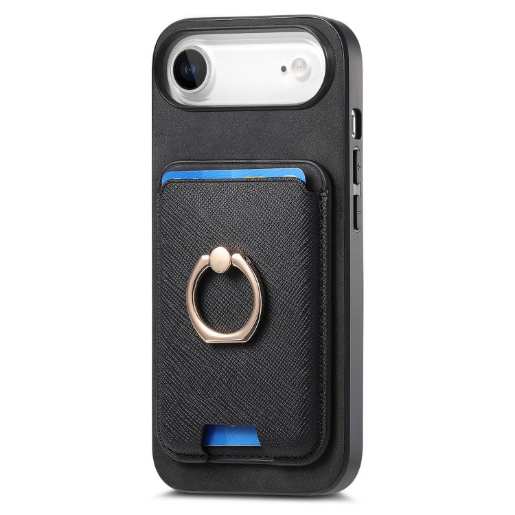 For iPhone Air Retro Cross Leather Card Bag MagSafe Phone Case