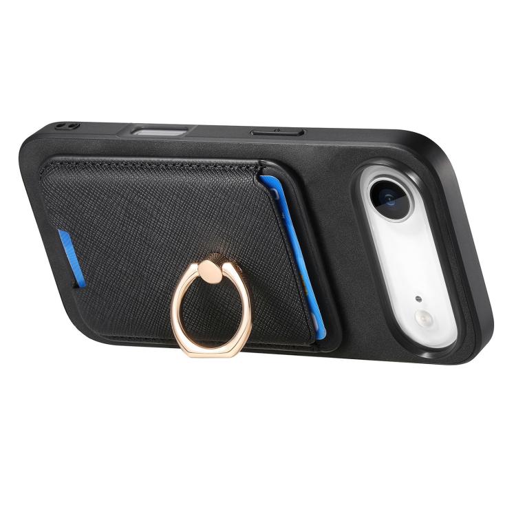 For iPhone Air Retro Cross Leather Card Bag MagSafe Phone Case