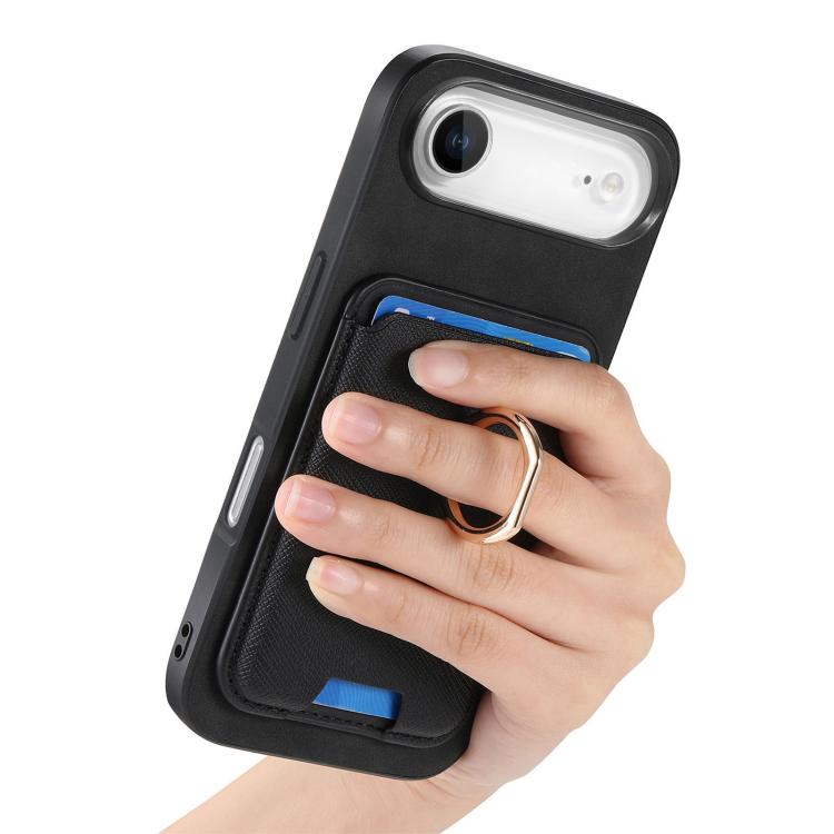 For iPhone Air Retro Cross Leather Card Bag MagSafe Phone Case