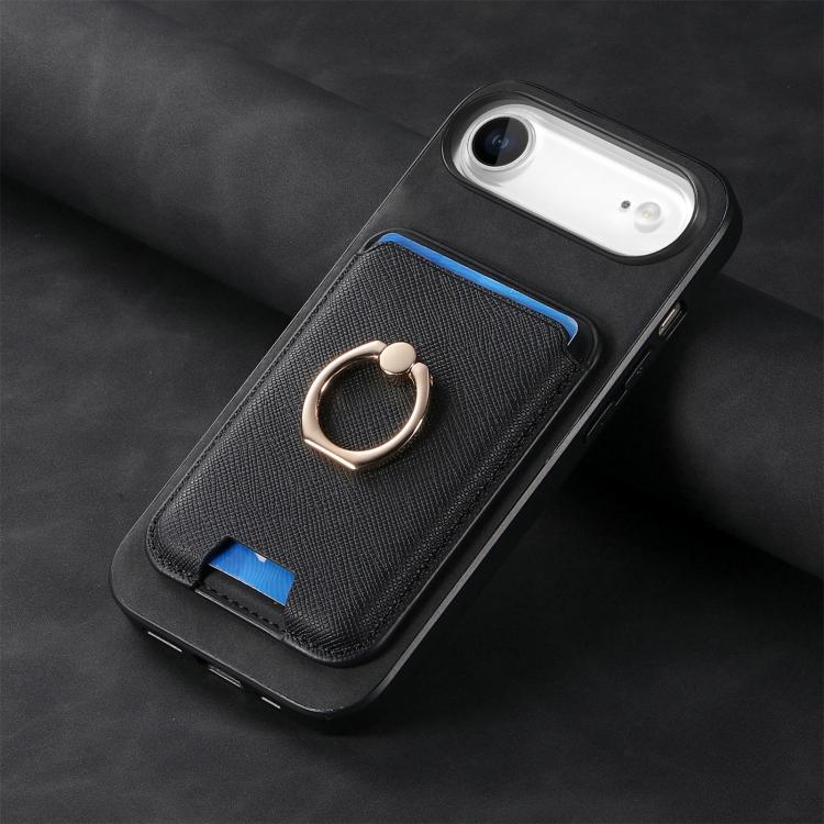 For iPhone Air Retro Cross Leather Card Bag MagSafe Phone Case