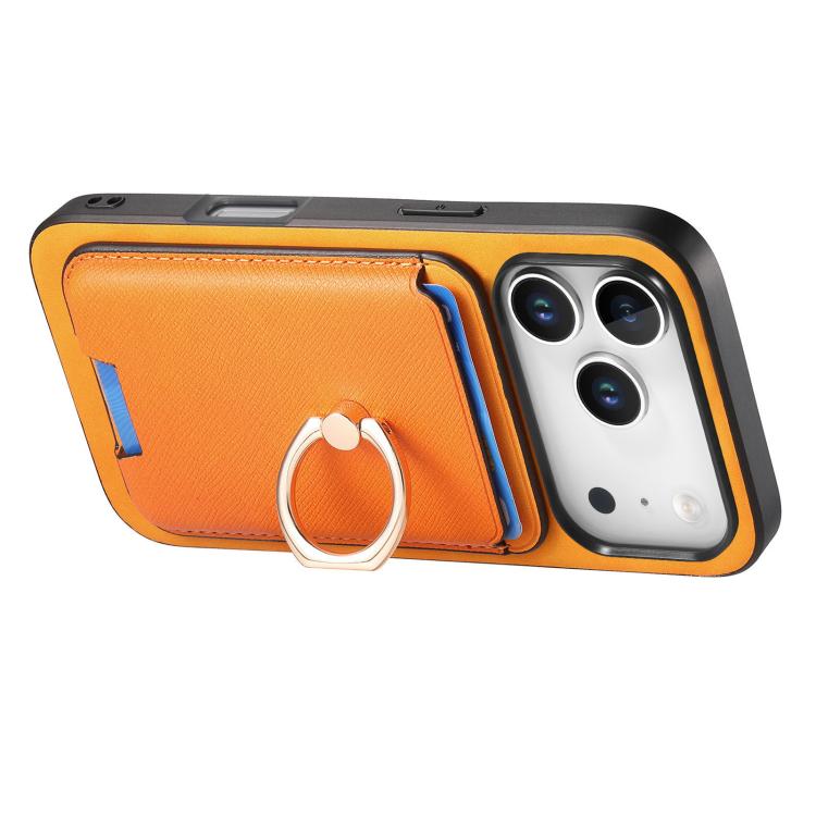 For iPhone 17 Pro Retro Cross Leather Card Bag MagSafe Phone Case