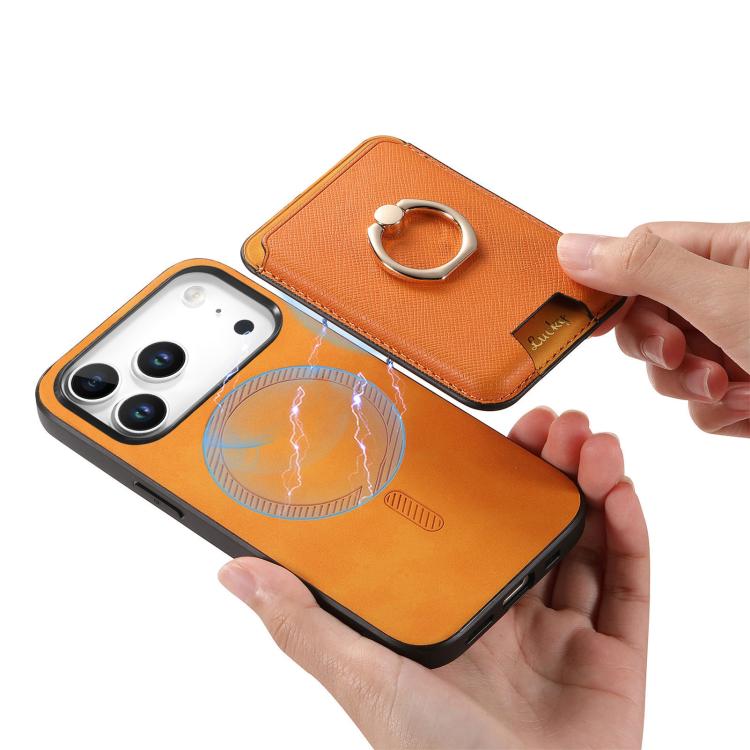 For iPhone 17 Pro Retro Cross Leather Card Bag MagSafe Phone Case