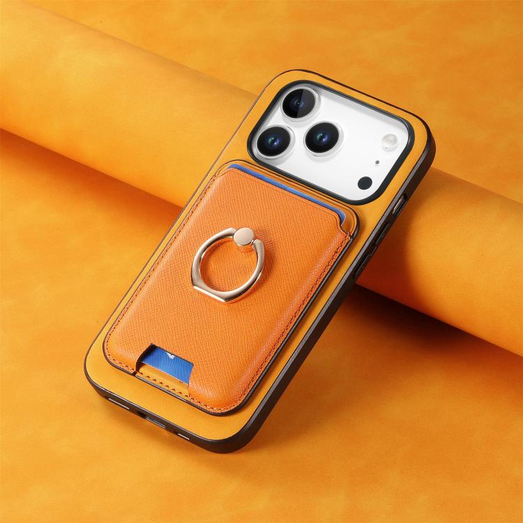 For iPhone 17 Pro Retro Cross Leather Card Bag MagSafe Phone Case