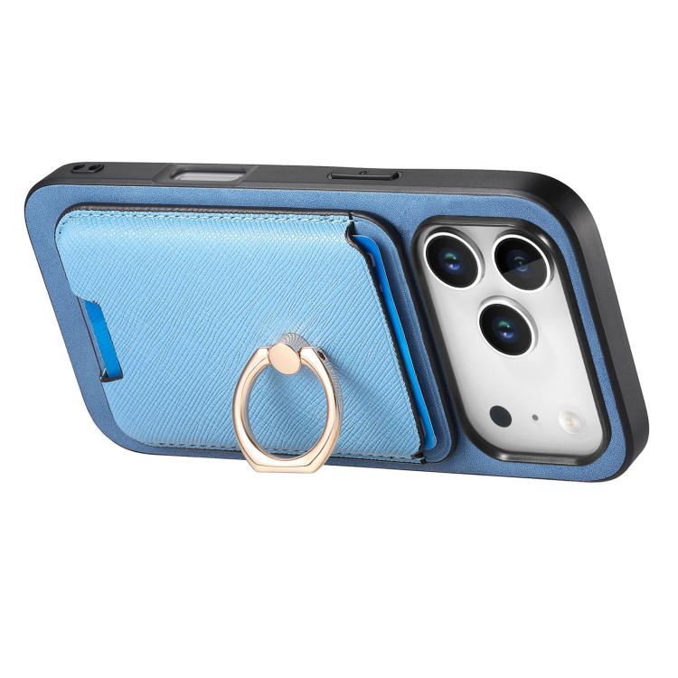 For iPhone 17 Pro Retro Cross Leather Card Bag MagSafe Phone Case