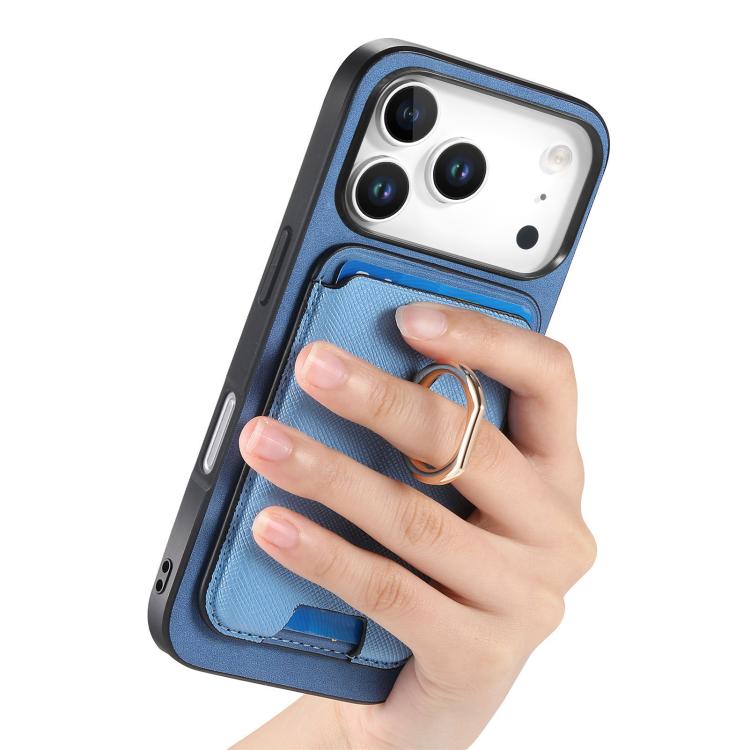 For iPhone 17 Pro Retro Cross Leather Card Bag MagSafe Phone Case