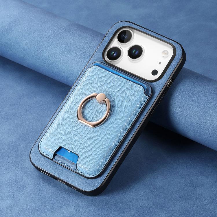 For iPhone 17 Pro Retro Cross Leather Card Bag MagSafe Phone Case