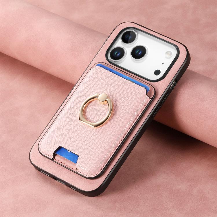 For iPhone 17 Pro Retro Cross Leather Card Bag MagSafe Phone Case