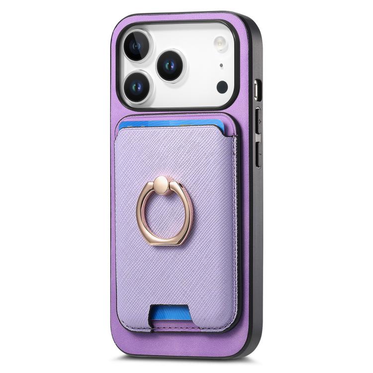 For iPhone 17 Pro Retro Cross Leather Card Bag MagSafe Phone Case