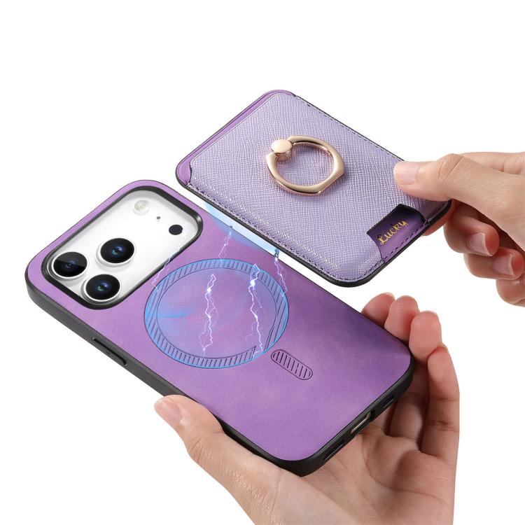 For iPhone 17 Pro Retro Cross Leather Card Bag MagSafe Phone Case