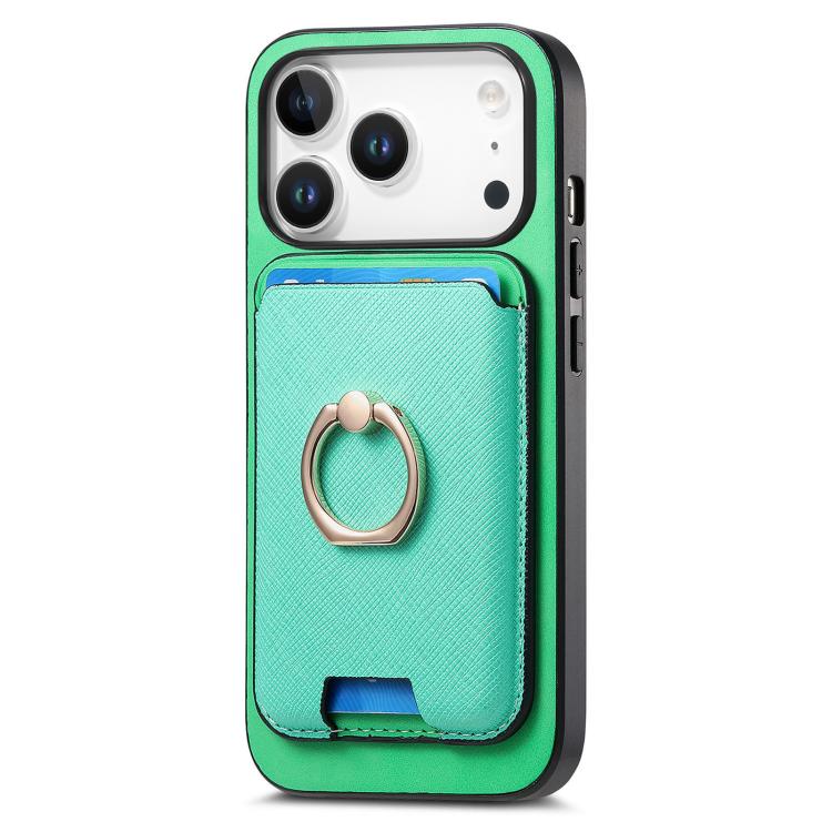 For iPhone 17 Pro Retro Cross Leather Card Bag MagSafe Phone Case