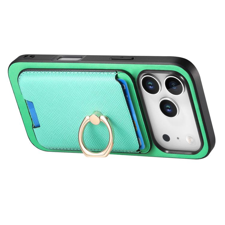 For iPhone 17 Pro Retro Cross Leather Card Bag MagSafe Phone Case