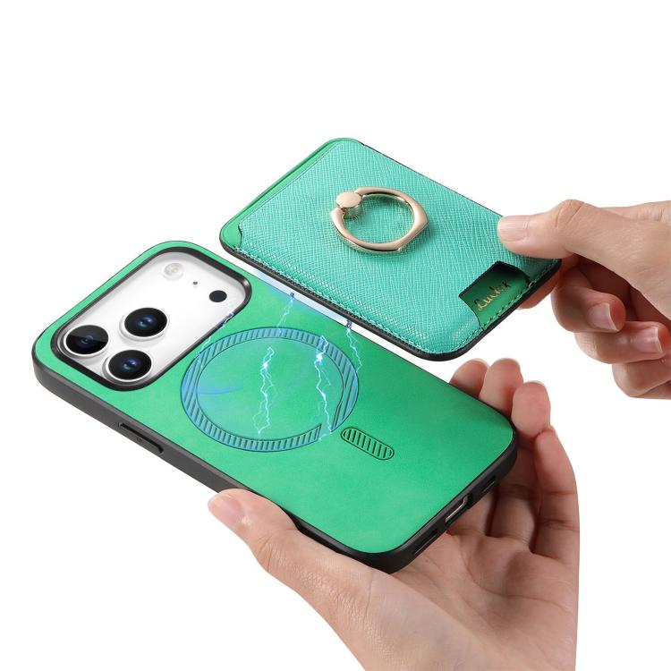 For iPhone 17 Pro Retro Cross Leather Card Bag MagSafe Phone Case