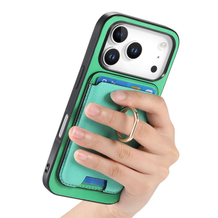 For iPhone 17 Pro Retro Cross Leather Card Bag MagSafe Phone Case