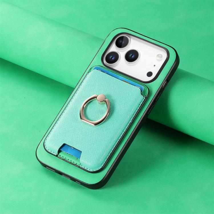 For iPhone 17 Pro Retro Cross Leather Card Bag MagSafe Phone Case