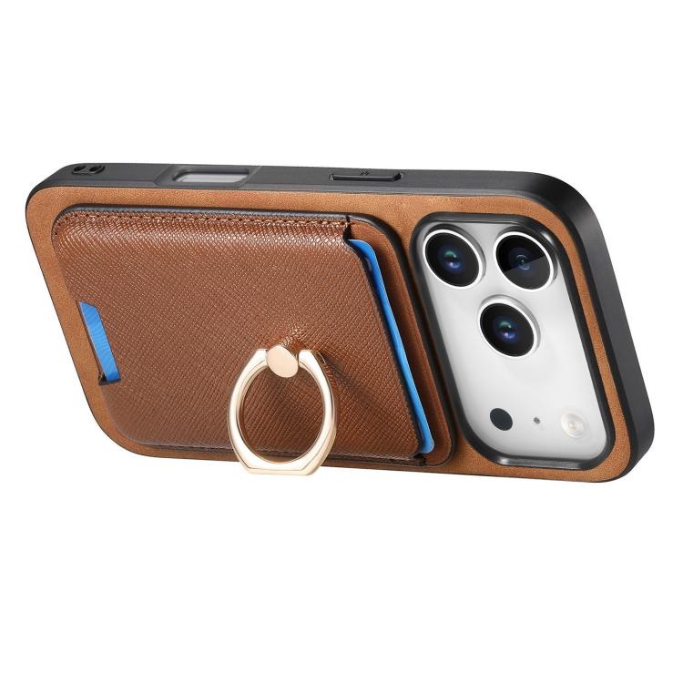 For iPhone 17 Pro Retro Cross Leather Card Bag MagSafe Phone Case