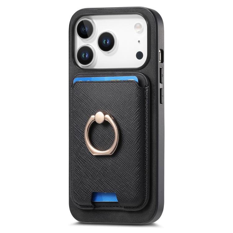 For iPhone 17 Pro Retro Cross Leather Card Bag MagSafe Phone Case