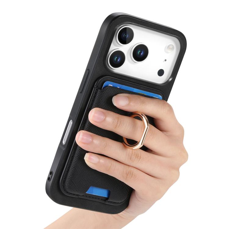 For iPhone 17 Pro Retro Cross Leather Card Bag MagSafe Phone Case