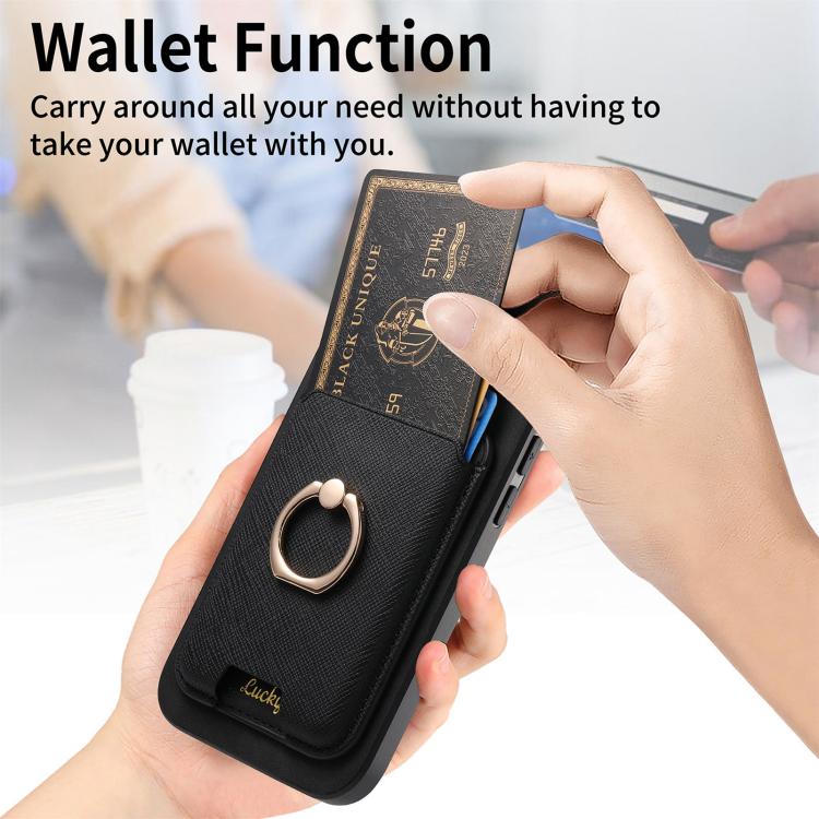 For iPhone 17 Pro Retro Cross Leather Card Bag MagSafe Phone Case