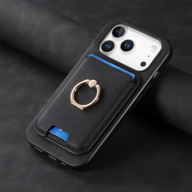 For iPhone 17 Pro Retro Cross Leather Card Bag MagSafe Phone Case
