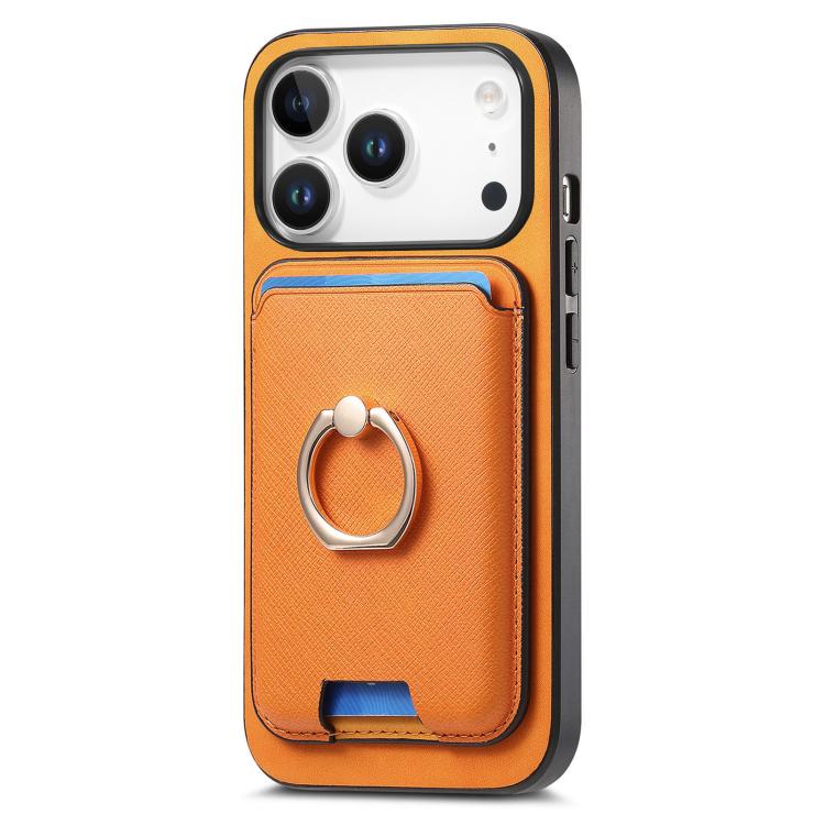 For iPhone 17 Pro Max Retro Cross Leather Card Bag MagSafe Phone Case