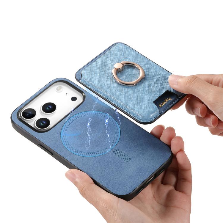 For iPhone 17 Pro Max Retro Cross Leather Card Bag MagSafe Phone Case