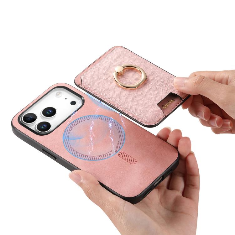 For iPhone 17 Pro Max Retro Cross Leather Card Bag MagSafe Phone Case