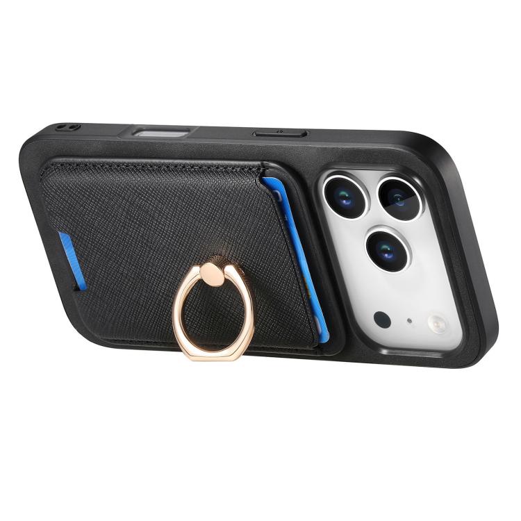 For iPhone 17 Pro Max Retro Cross Leather Card Bag MagSafe Phone Case