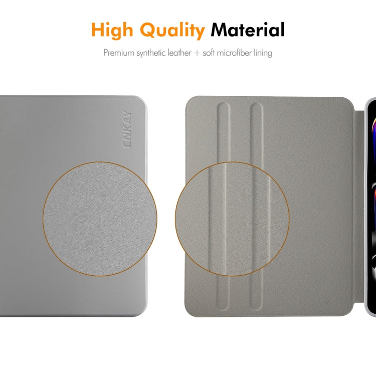 For iPad Pro 11 2025 / 2024 ENKAY 360 Rotation TPU Leather Smart Tablet Case with Pen Slot