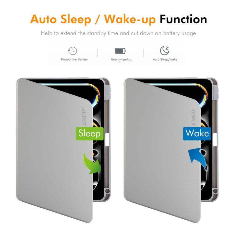 For iPad Pro 11 2022 / 2021 / 2020 ENKAY 360 Rotation TPU Leather Smart Tablet Case with Pen Slot