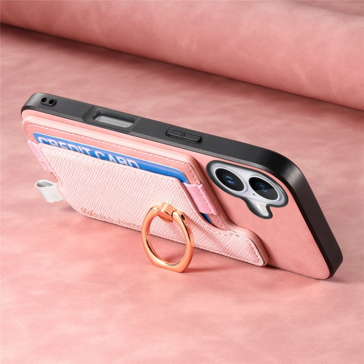 For iPhone 16 Plus Retro Magsafe Cross Leather Ring Holder Card Bag Phone Case