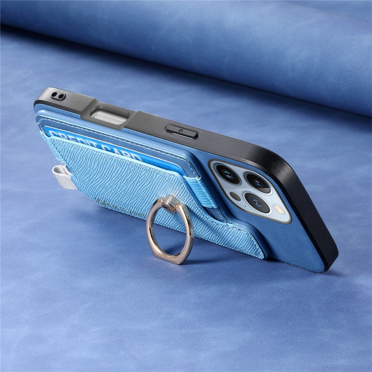 For iPhone 16 Pro Max Retro Magsafe Cross Leather Ring Holder Card Bag Phone Case