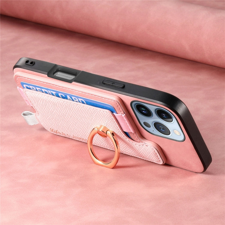 For iPhone 16 Pro Max Retro Magsafe Cross Leather Ring Holder Card Bag Phone Case