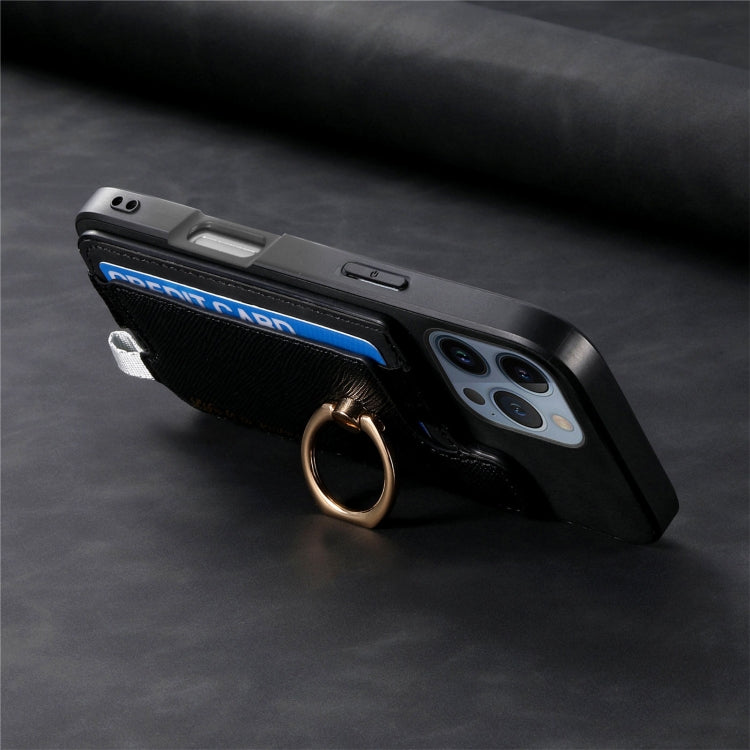 For iPhone 16 Pro Max Retro Magsafe Cross Leather Ring Holder Card Bag Phone Case
