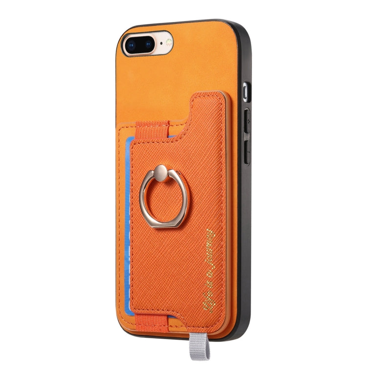For iPhone 7 / 8 / SE 2022 Retro Magsafe Cross Leather Ring Holder Card Bag Phone Case