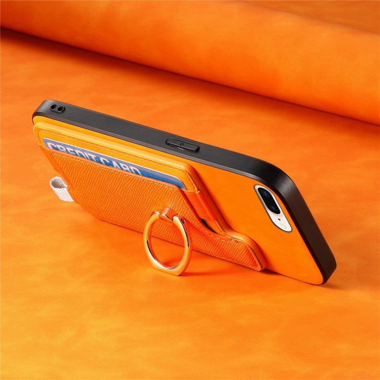 For iPhone 7 / 8 / SE 2022 Retro Magsafe Cross Leather Ring Holder Card Bag Phone Case