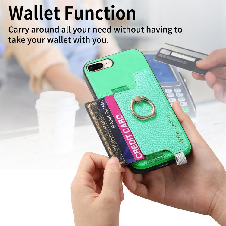 For iPhone X / XS Retro Magsafe Cross Leather Ring Holder Card Bag Phone Case