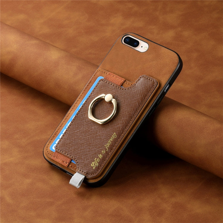 For iPhone XR Retro Magsafe Cross Leather Ring Holder Card Bag Phone Case