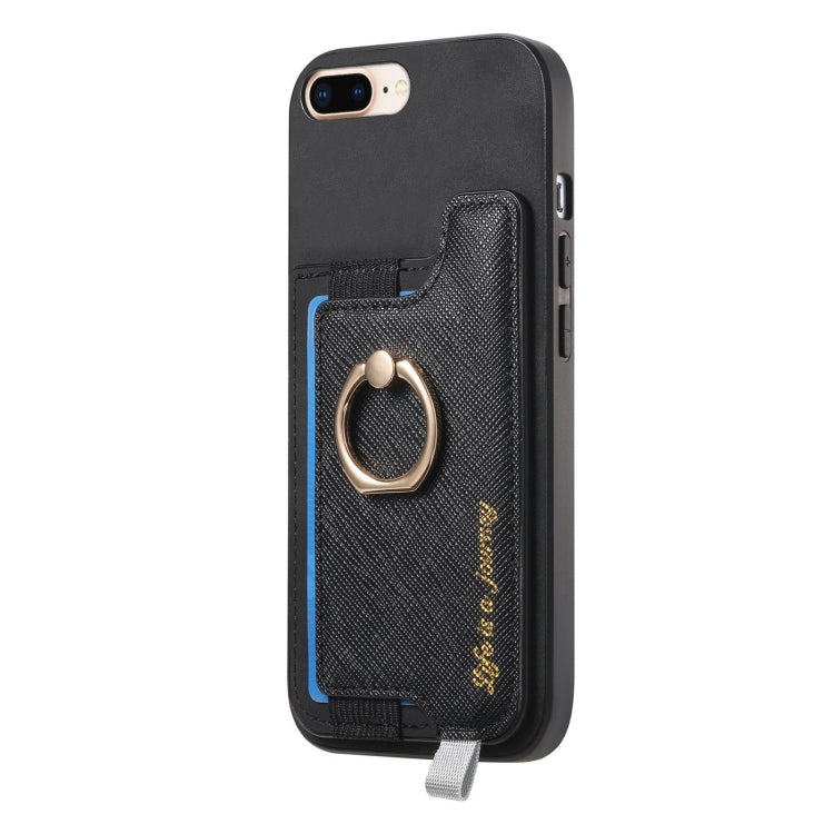 For iPhone XR Retro Magsafe Cross Leather Ring Holder Card Bag Phone Case