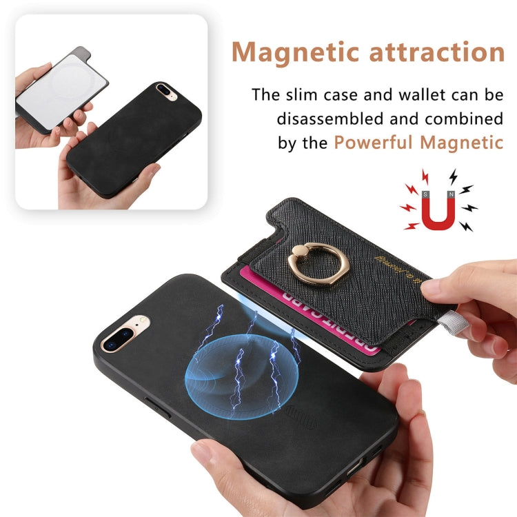 For iPhone XS Max Retro Magsafe Cross Leather Ring Holder Card Bag Phone Case