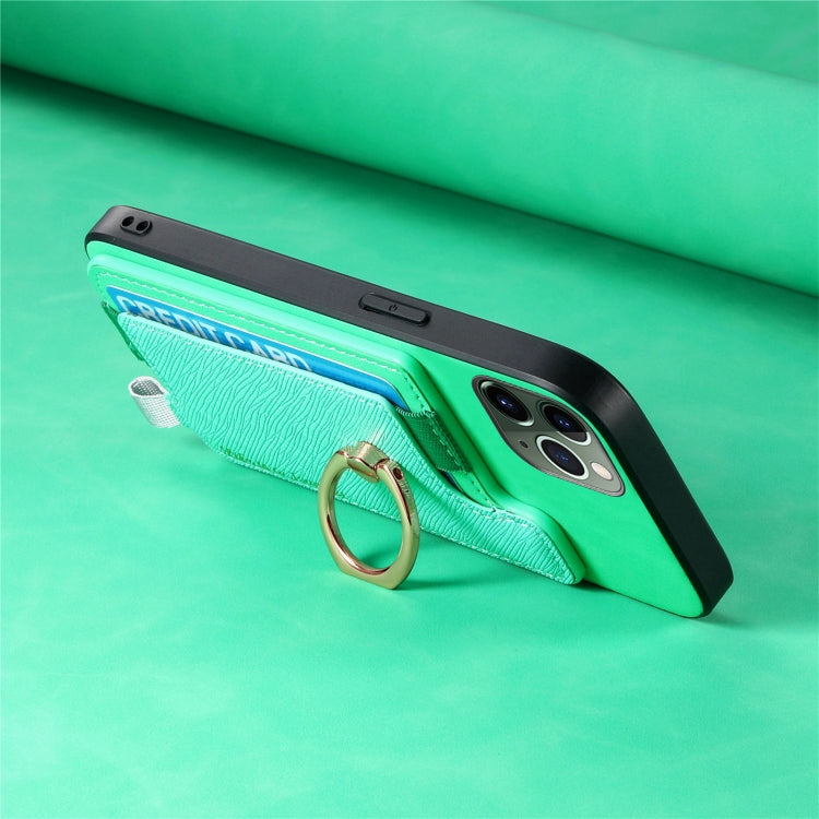 For iPhone 11 Retro Magsafe Cross Leather Ring Holder Card Bag Phone Case