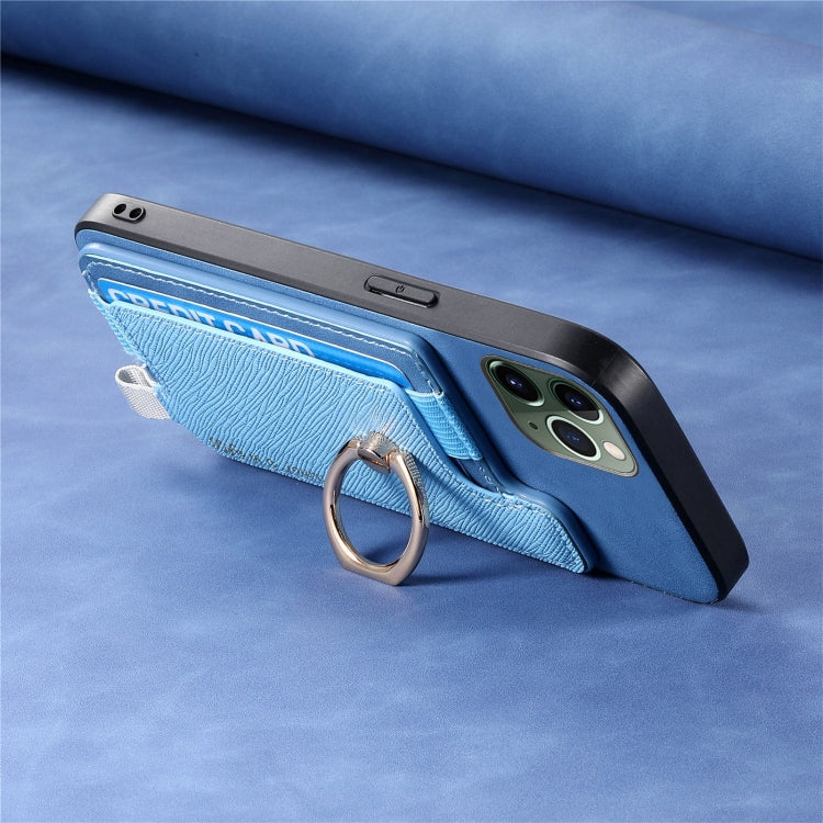 For iPhone 11 Pro Retro Magsafe Cross Leather Ring Holder Card Bag Phone Case