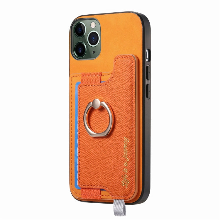 For iPhone 11 Pro Max Retro Magsafe Cross Leather Ring Holder Card Bag Phone Case
